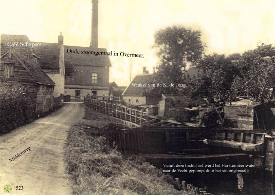 0523 Oude stoomgemaal.
  Via de tochtsloot wordt het water van de Horstermeer naar de Vecht gepompt.
