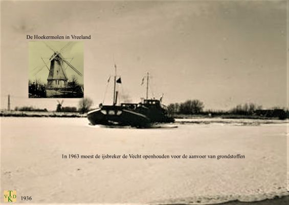 1936_De_ijsbreker_door_de_Vecht.
Met uitzicht op de Hoekermolen
